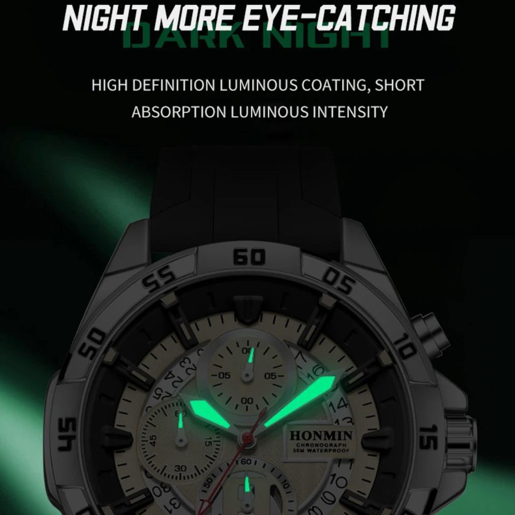 Luxus Herren Armbanduhr Quarz Original Silikonarmband Herrenuhren Datum Chronograph Wasserdicht Leuchtend Mann Uhr Männlich+Box