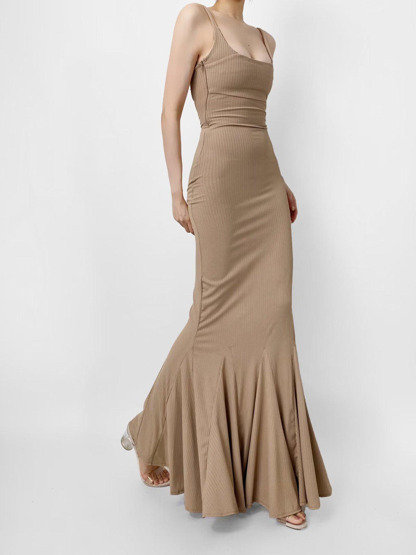 

2024 Лотос Сексуальное Платье С Открытой Спиной Французский Рыбий Хвост - Тонкая Талия, Стиль Горячей Девочки