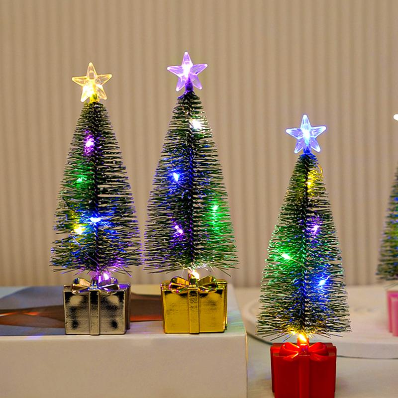 1Pc Night Light New Year Party Christmas Tree Mini Colorful Luminous Xmas Tree DIY Home Decor Candle Lamps Ornaments LED
