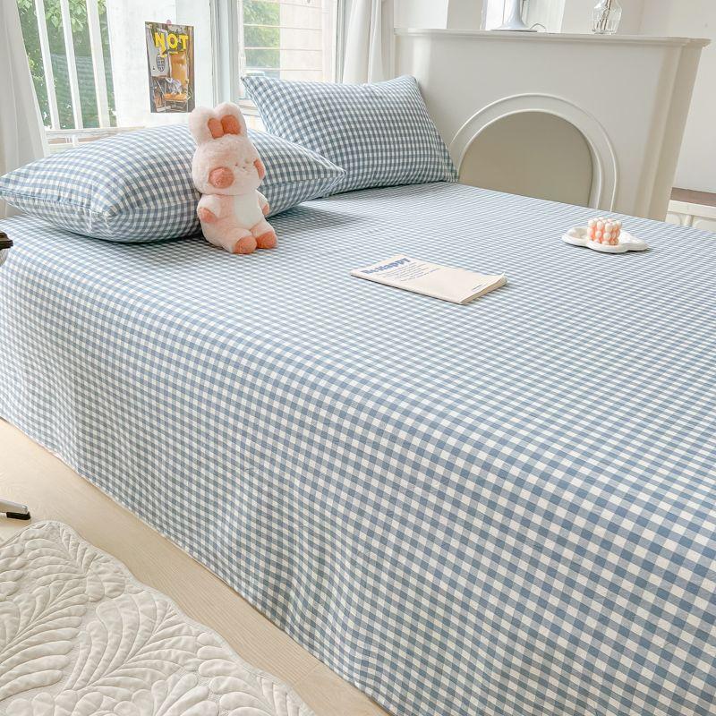 Minimalist Striped Thick Solid Bed Sheet For Single Double Household & Student Dormitory Bed