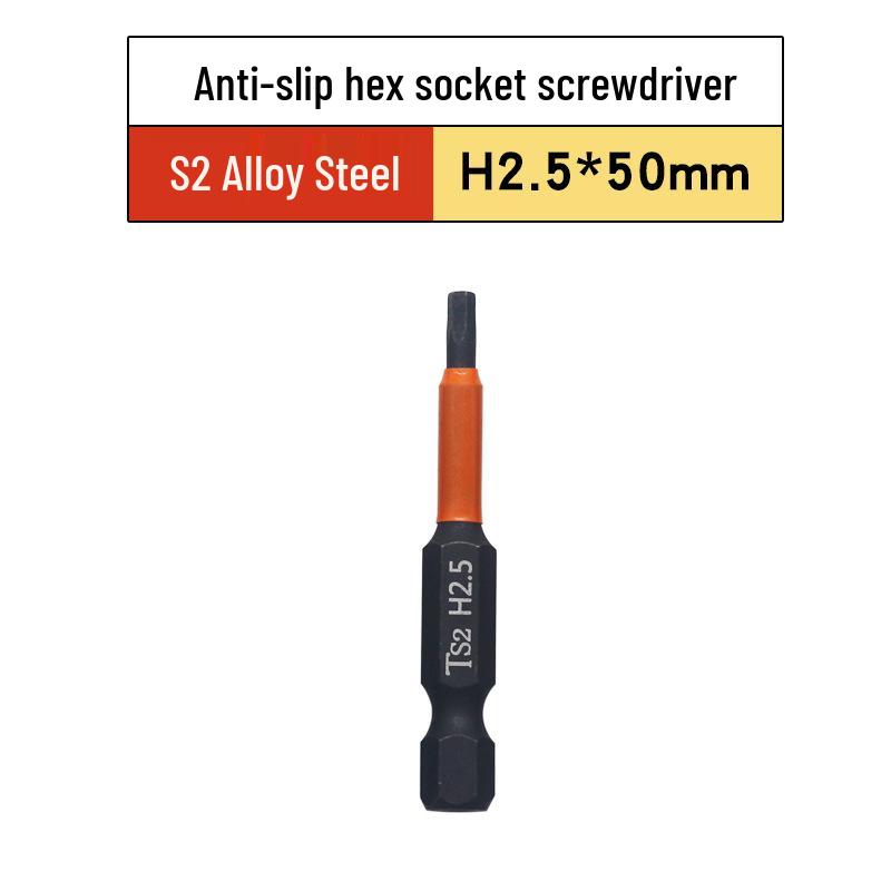 Hexagonal Magnetic Shock-Resistant S2 Screwdriver Bits for Electric and Pneumatic Drills