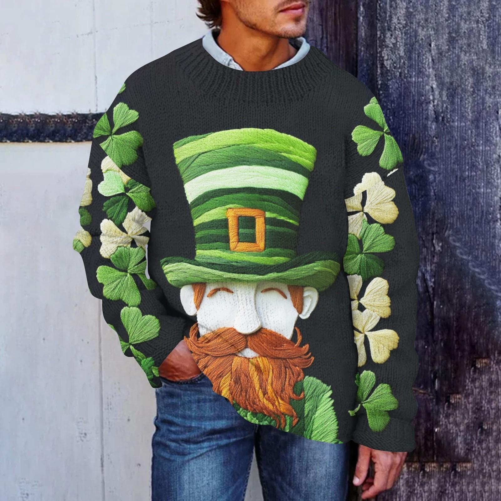 

Мужская мода повседневная с длинным рукавом St. Pacrit Gentle Printed Crewneck Woolen Imitation свитер Цветочный Crewneck Sweatshirt Loose Long Sleeves XXXXXL чёрный