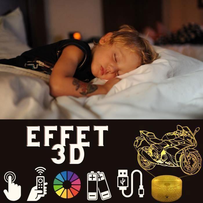 Lampe de chevet 3d led moto routière, veilleuse changement de couleurs, lampe tactile bureau et chambre motard passionés moto