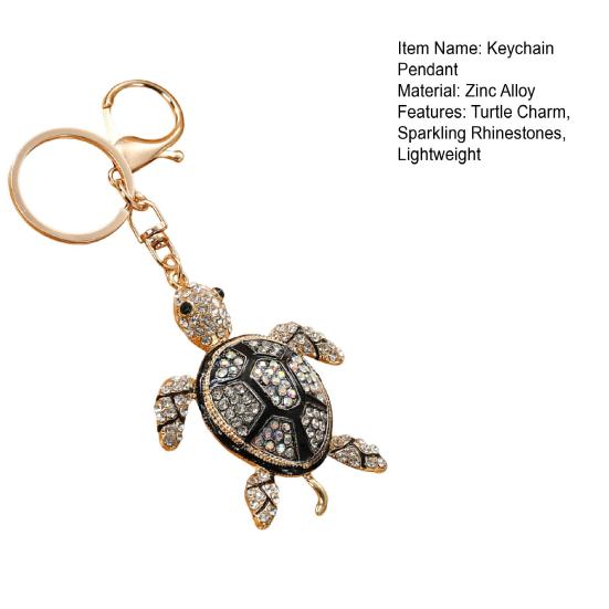 Keychain Pendant Sparkling Rhinestones Inlaid Three-Dimensional Turtle Charm Key Chain Lightweight Car Bag Charm