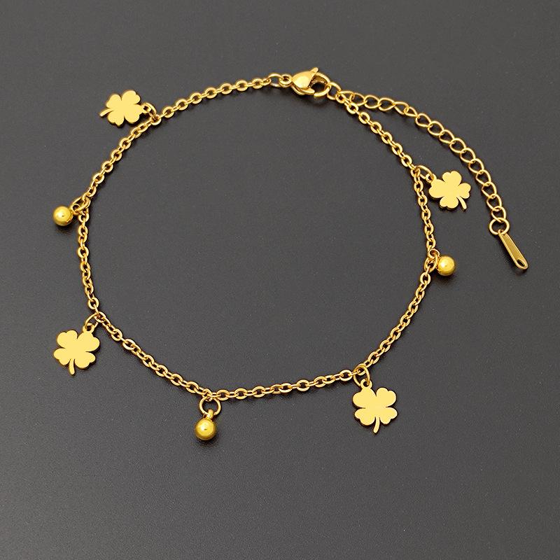 Šťastný čtyřlístek titanová ocel náramek na kotník Ins síťový červený módní osobnost sto partnerů náramek na kotník dámské šperky