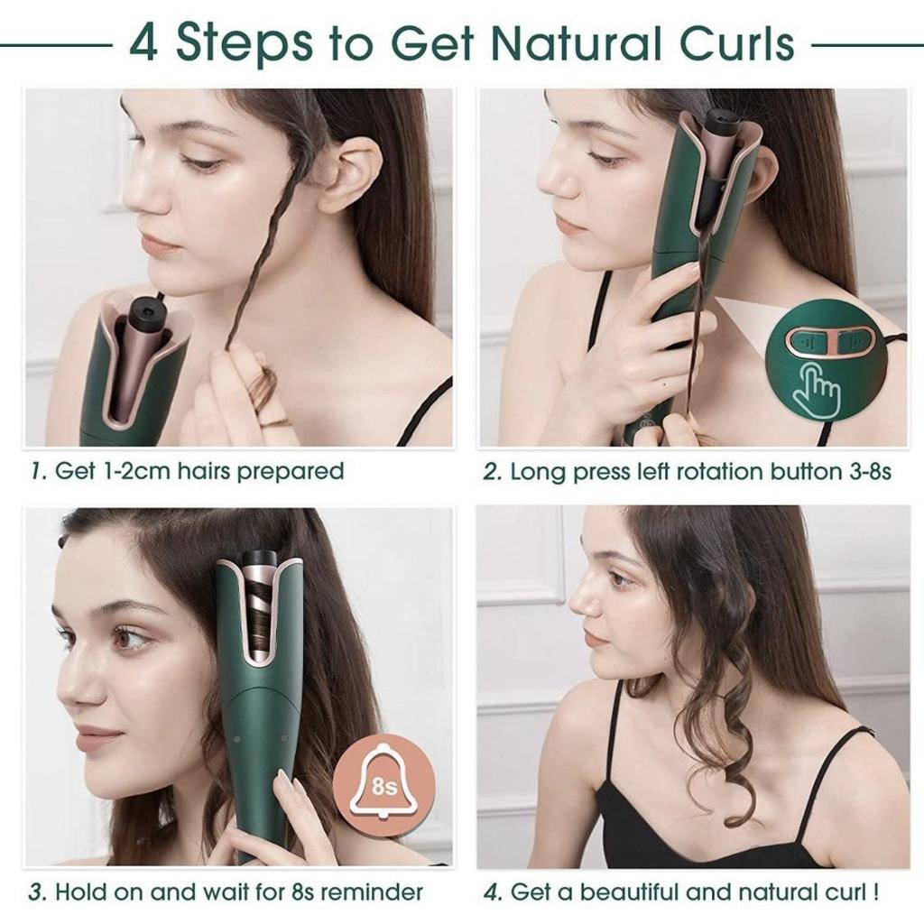 Automatic Curling Iron for Large Curls & Waves, Negative Ion, Long-Lasting Hold, Perfect for Dorm Use