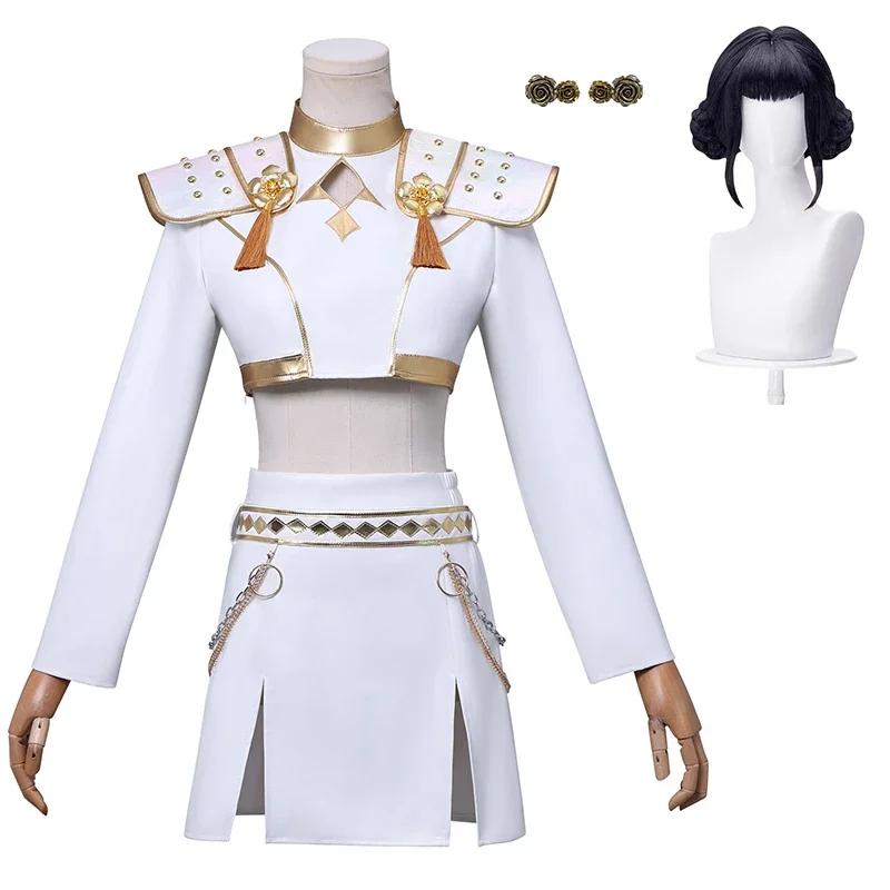 Rumi Zoey Mira Cosplay Costume Wig Women Girls White Leather Suit Halloween Carnival Party Comic-con Role Playing Outfit