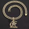 2026 Iced OTF Vollbohrer Schlüsselbein Anhänger Halskette Vergoldete Kubanische Gliederkette Rapper Schmuck Accessoires für Männer Frauen