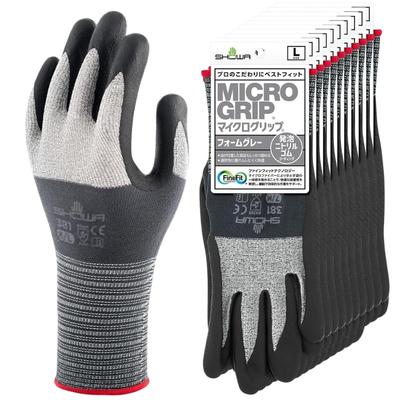 Showa Glove MicroGrip 381 Work Gray Set Gloves, Backless, (with Tags), 10-pair (Size M)