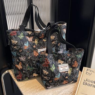 Leinwandtasche mit Schmetterlingsmotiv mit großer Kapazität Neue Pendler-Tragetasche Damen Ins Mode Ein-Schulter-Mama-Tasche