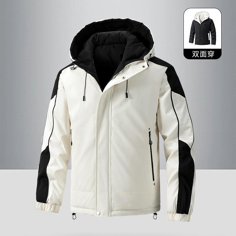 Двусторонняя хлопковая мужская осенне-зимняя утолщенная теплая хлопковая куртка Модная качественная мужская куртка с капюшоном S