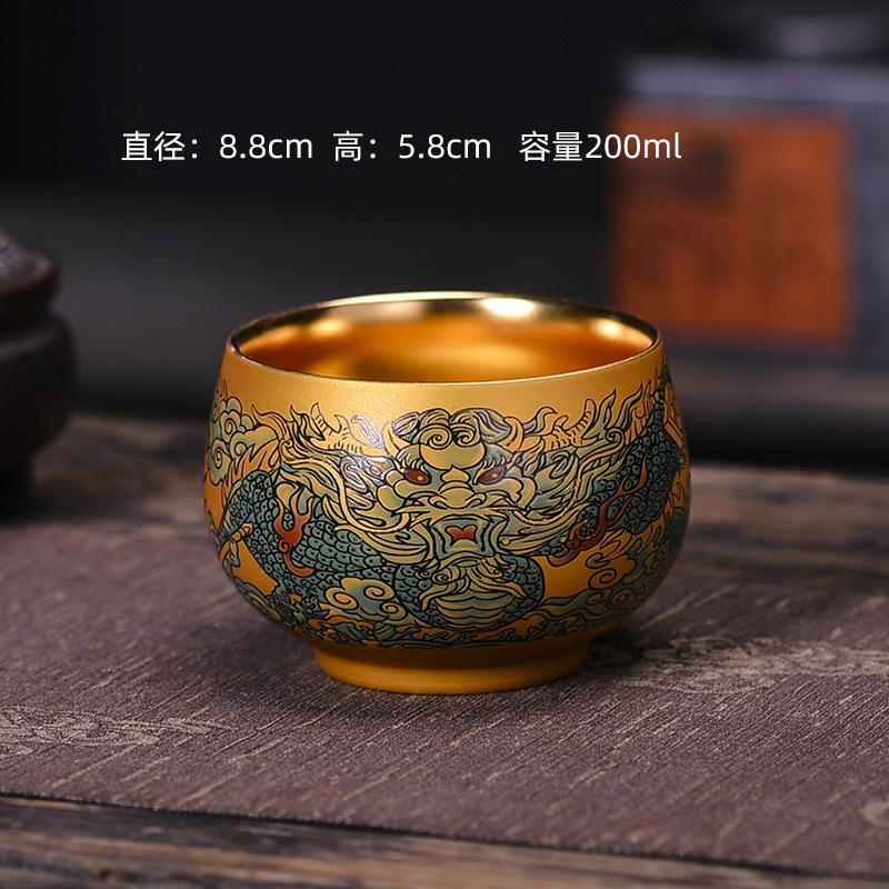 Gilded Cup Enamel Blue and White Tea Cup Personal Cup Master Cup Purple Clay Jian Zhan Master Liu Guolan