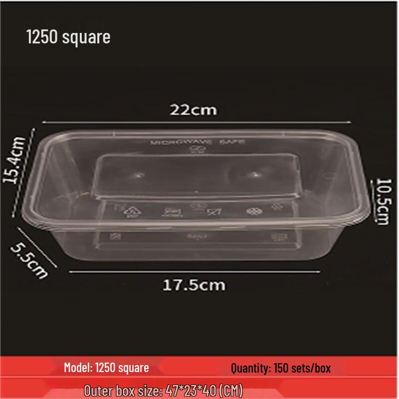 Disposable Transparent Rectangular Food Containers with Lids