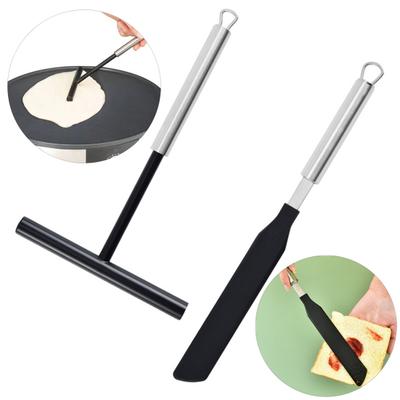 1PC/1 Set Pancake Spatula Stainless Steel French Crepe Spreader Reusable Pancake Batter Spreading Tool for Bakery Kitchen