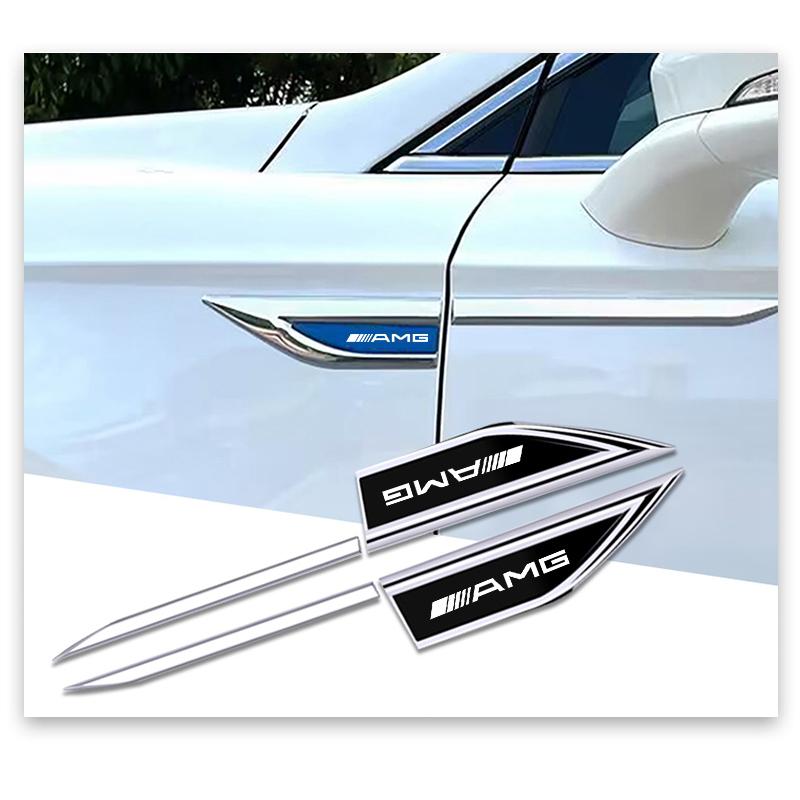 2 Stück Für Mercedes Benz AMG W203 W206 W220 W205 W211 W212 W201AMG Auto Seitenkotflügel Messer Aufkleber Emblem Abzeichen Decals Zierleisten Styling AX1 b21