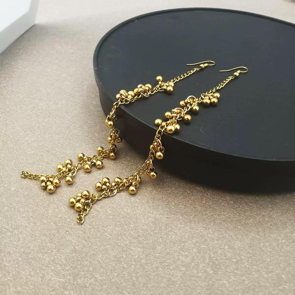 Retro Ethnic Long Tassel Rhinestone Zirconia Earrings for Women - Court Style Statement Drops