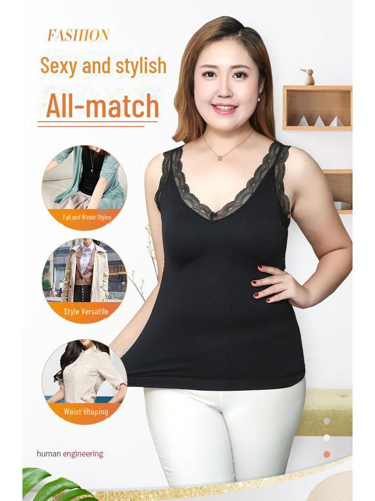Plus Size Warm Velvet Vest for Women – Thick, Sexy Bottoming Shirt with Suspenders