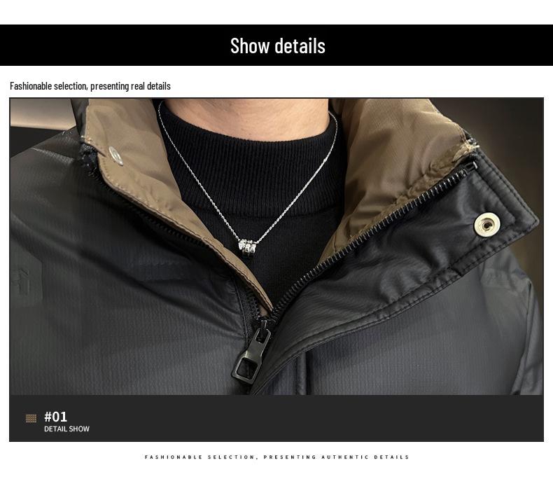 Men's Warm White Duck Down Jacket with Short Stand-Up Collar - Trendy Winter 2025 Arrival