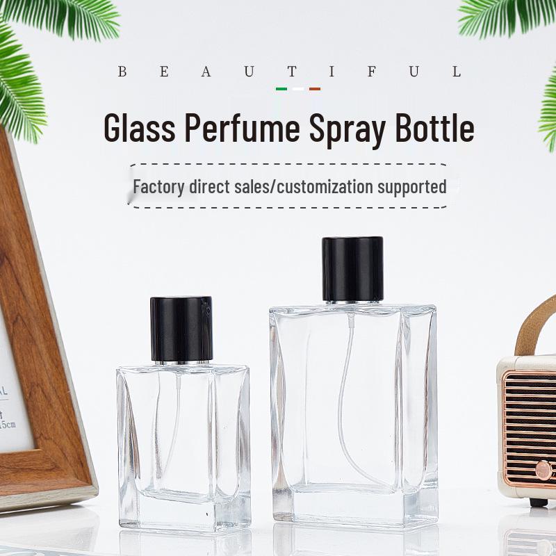 50ml Refillable Transparent Glass Perfume Bottle with Spray Nozzle
