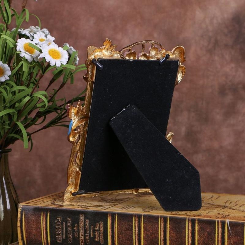 Elegant Emaille Bloemen Vogel Metalen Fotolijst Met Strass Accent Antiek Fotolijstje Voor Tafelblad Planken Decoraties