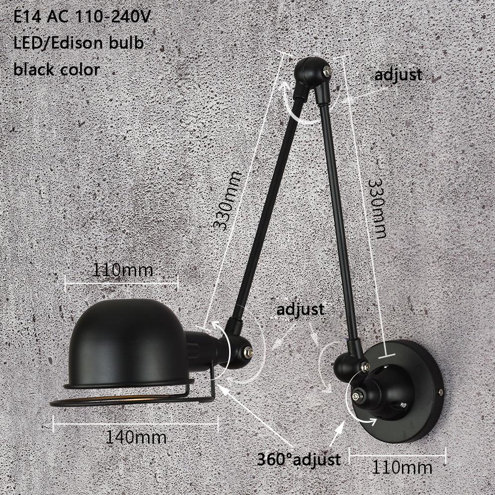 Klasik İskandinav loft endüstriyel tarzı ayarlanabilir Duvar Lambası Vintage aplik duvar ışıkları LED armatür