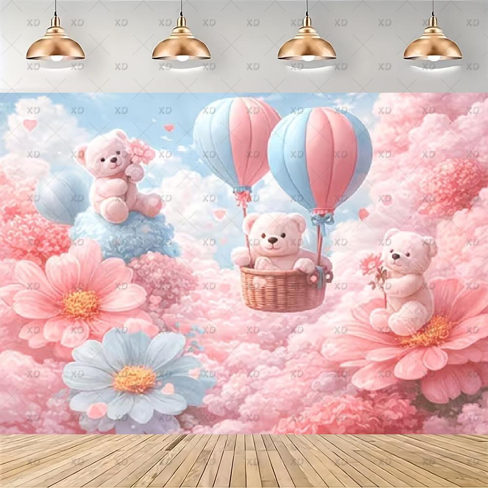 Pink Teddy Bear Photography Backdrop Sweet Dreamy Birthday Party Decoration Background Baby Shower Photo Booth Banner Supplies