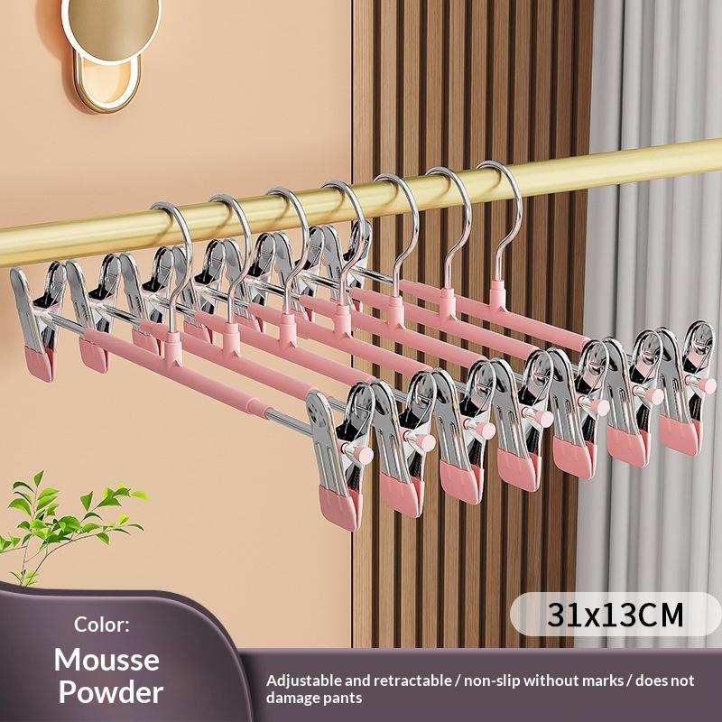 12Pcs Adjustable Metal Hangers With Clips, Non-Slip Space-Saving For Pants/Skirts & All Garments, Keep Clothes Tidy & Organized