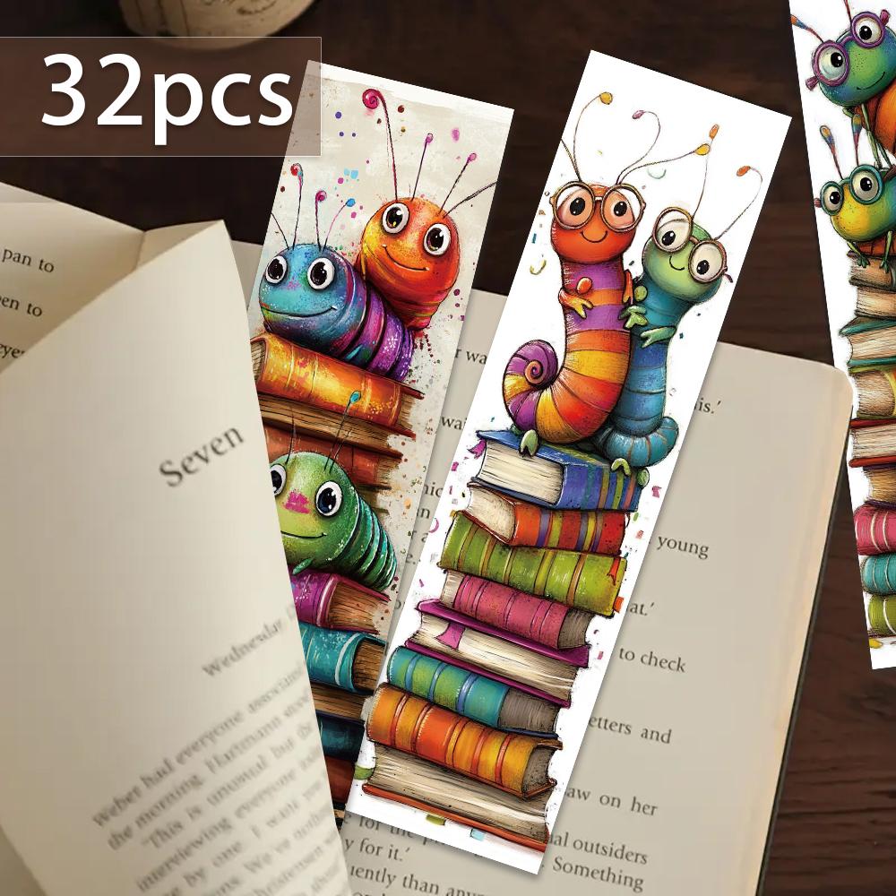 32 Stück, Abstraktes Leseratte Lesezeichen, Schulanfangssaison, Weihnachten, Halloween, Geeignet für Lehrer, Leser und Geburtstage.