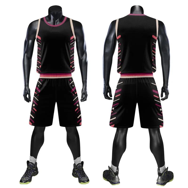Custom Personalized Digital Print Mens Basketball Shirt Polyester Mesh Summer Breathable Basketball Jersey Set With Name WMS14