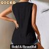 Kadın Moda Günlük V Yaka Kolsuz Bluzlar & Gömlekler