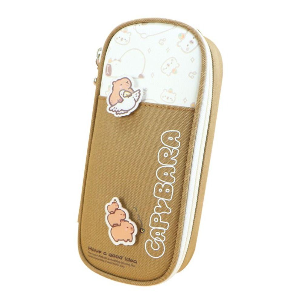 Durable Capybara Stationery Bag Large Capacity Cartoon Pencil Pouch ins Capybara Pen Bag  Students