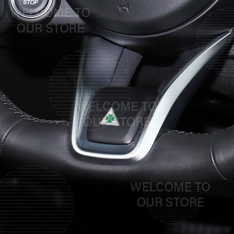 Car Decor Aluminium Lucky Four Leaves Clover Emblem 3D Sticker For Alfa Romeo MITO Giulia GT Brera Steering Wheel Badge Decals Zl2