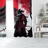 2 Curtains In Samurai Print - Polyester - Suitable for Bedroom, Living Room, Study, Private Space + Magnetic Binding