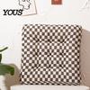 Comfortable Desk Chair Support Corduroy Square Pad, Checkerboard Office Cushion, Soft Cozy Seat Cushion for Floor, Reading Nook, Dining