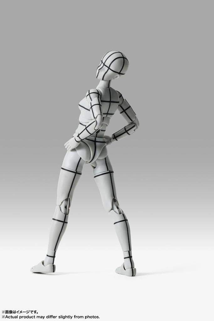 TAMASHII NATIONS S.H.Figuarts Body-chan -Sports- Edition -Wireframe- (Gray Color Ver.) Approximately 135mm PVC & ABS Painted Movable Figure