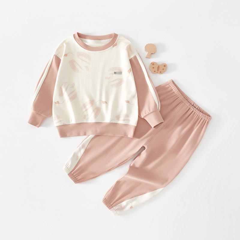 

Cheng Bao Kids Color Block Long-Sleeve Set - Spring 2026 Collection 90cm рожевий