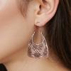 Vintage Ethnic Creative Texture Geometric Hanging Earrings for Women Boho Exquisite Hollow Carved Vacation Earrings Jewelry