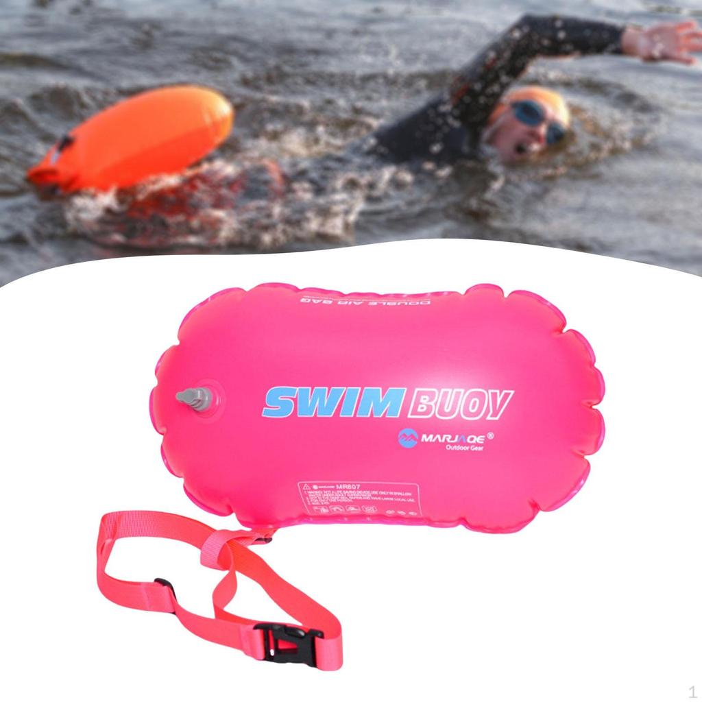 Aquatic Swim Buoy with Waterproof Bag And Adjustable Waist Belt, Double Inflatable Cushion