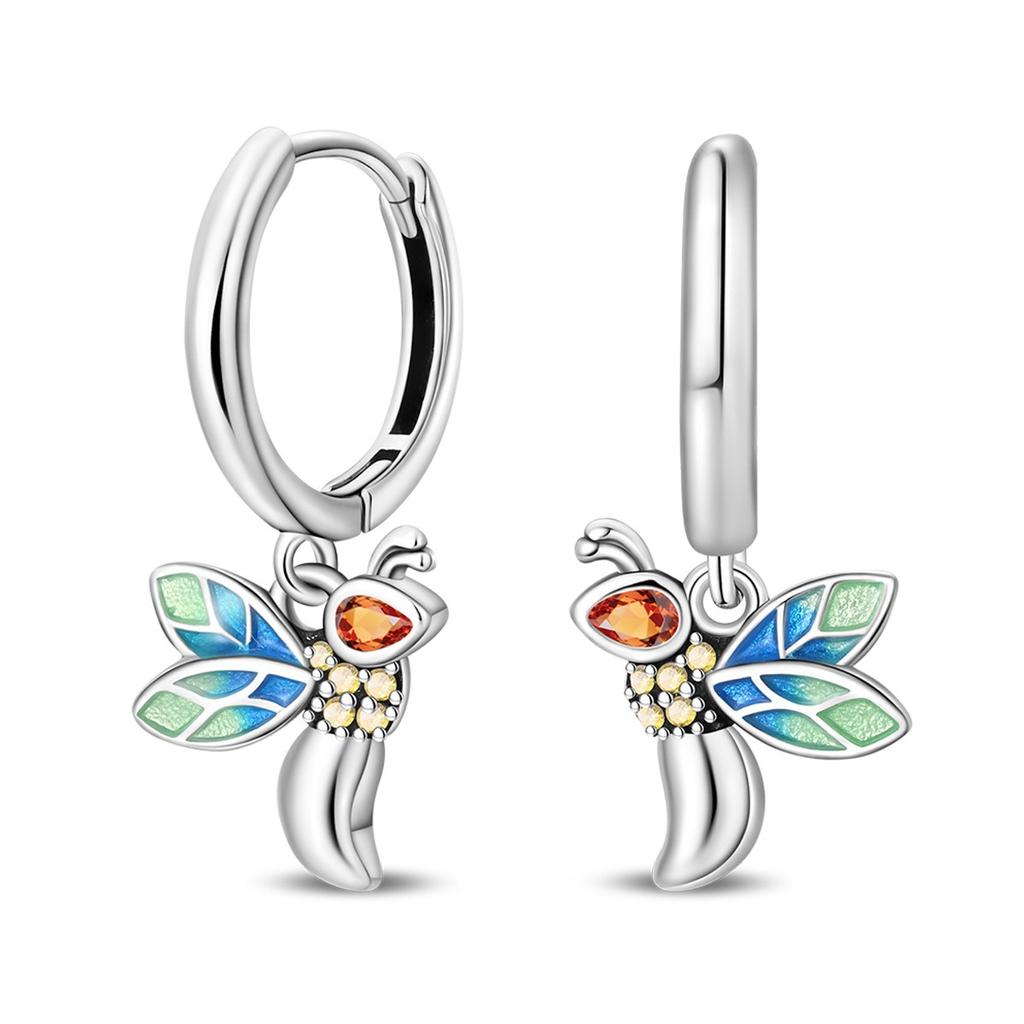 Fashionable Pansy Lily Of The Valley Firefly Earrings Light Luxury Elegant Ear Jewelry