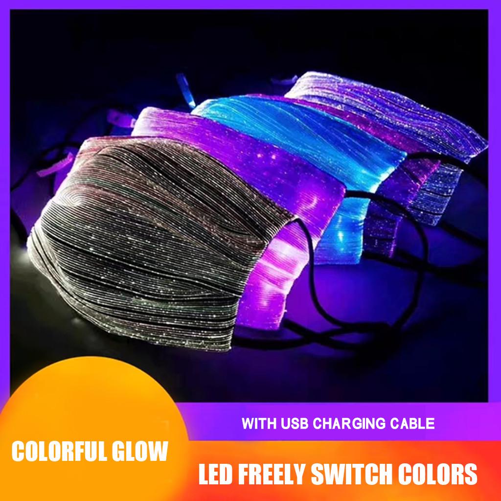 LED Colorful Glowing Nightclub Party Bar Bungee Rechargeable Protective Mask