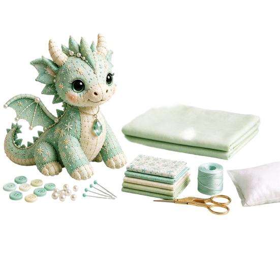 Yousheng DIY Patchwork Meeresbewohner Puppen-Set, Handgemachtes Patchwork-Zwerg Nähset für Heimdekoration, Stoff Cartoon Drachen Patchwork Bastelsets für