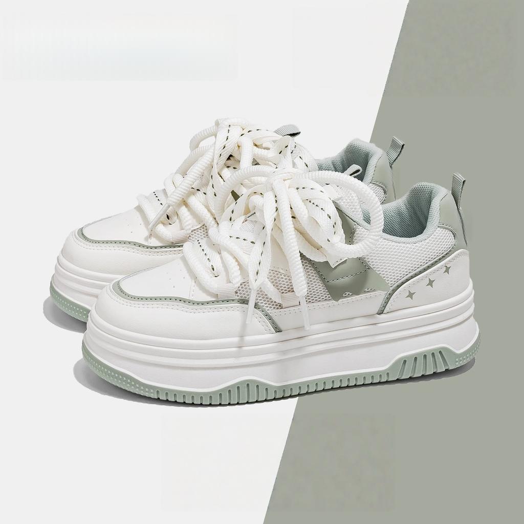 Student Versatile Platform White Shoes Women's 2025 Summer New Popular Mesh Breathable Board Shoes Casual Campus Women's Shoes
