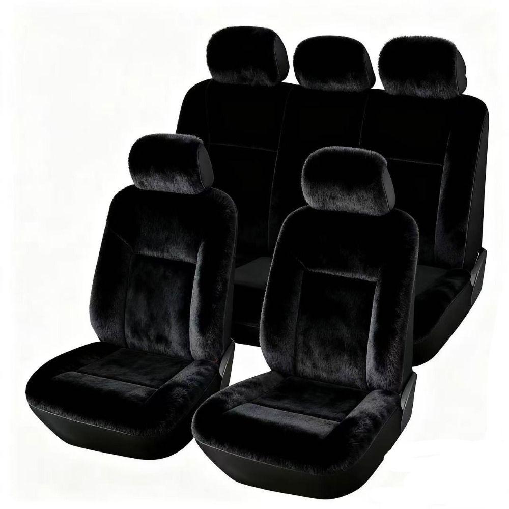Solid‑color Winter Car Seat Cover Warm Car Seat Pad  Fits Sedans, SUVs, MPV 5-seater Vehicles