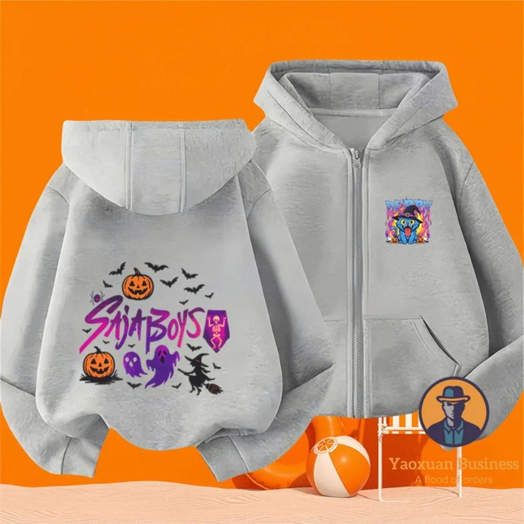 2025 Popular KPop Devil Hunter Girl Zipper Hoodie Cute Cartoon Print Autumn/Winter Fashion Clothing