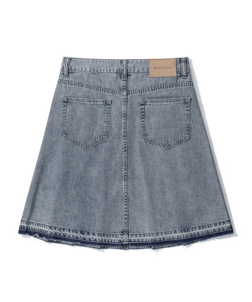 Deketeuumeon Front Pleats Midi Skirt Dcsk008Blue