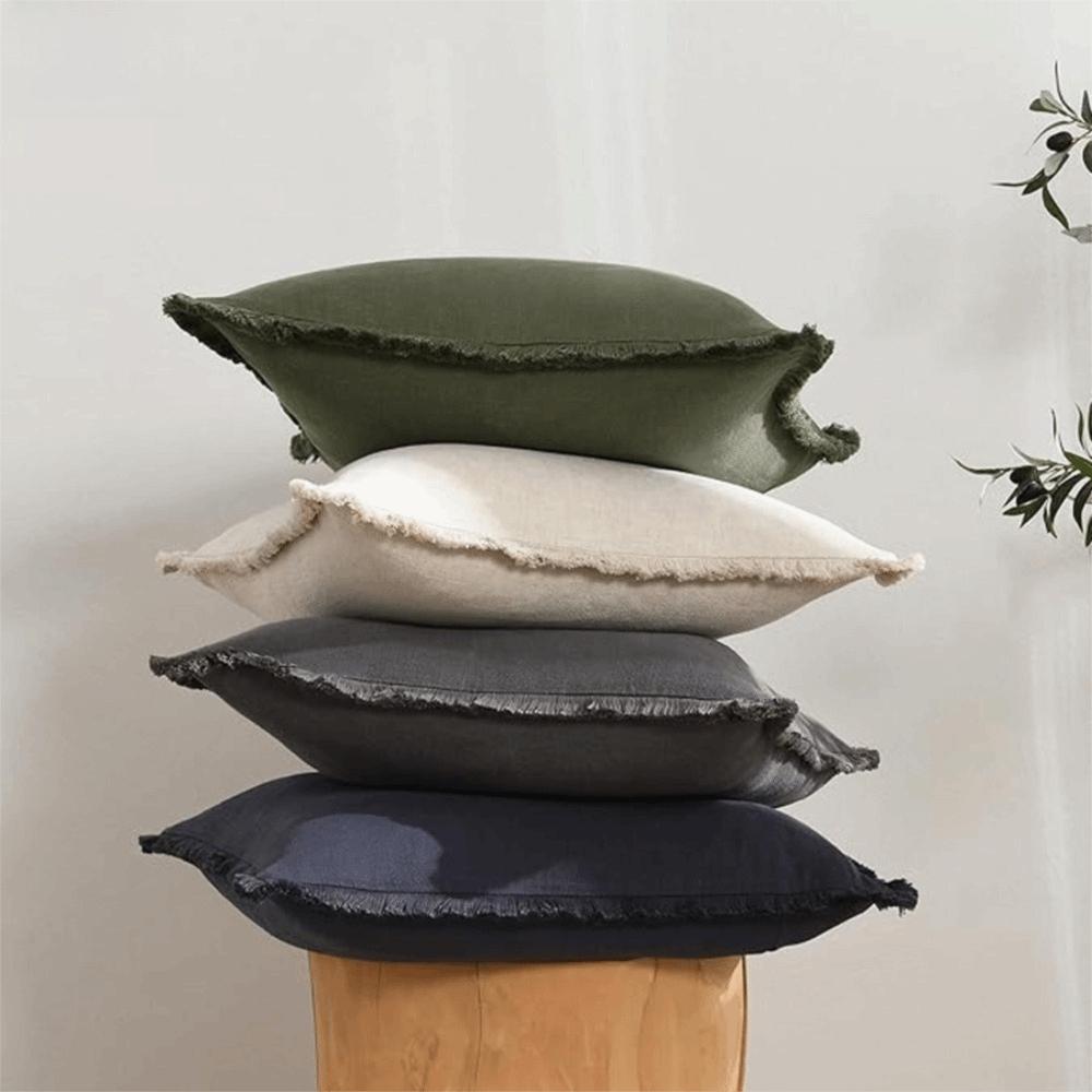 Modern Cotton Bohemia Cushion Cover Tassel Trim Square Throw Pillow Cover Breathable Solid Color Pillowcase Hotel