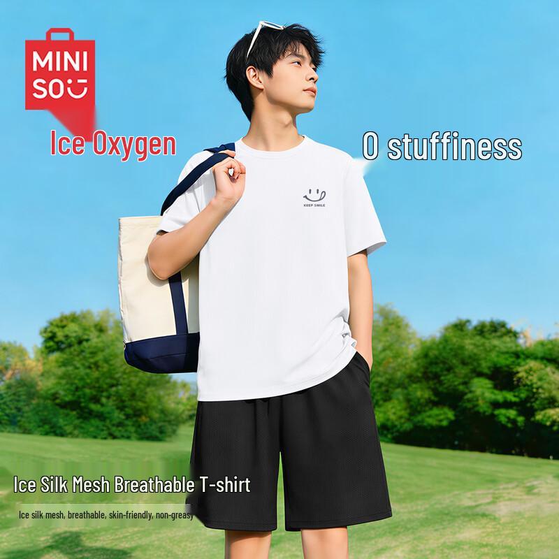 MINISO Men s Ice Silk Quick-Dry Breathable Loose Fit T-Shirt L