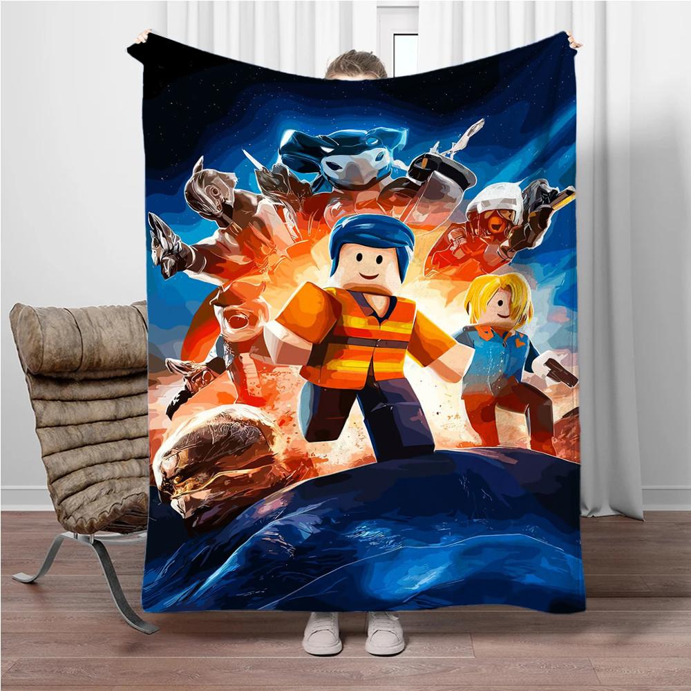Coperta di Flanella Gioco Cartoon 3D RR-Robloxs, Morbida Coperta da Lanciare per Casa Camera da Letto Letto Divano Picnic Viaggio Ufficio, Regali per Bambini
