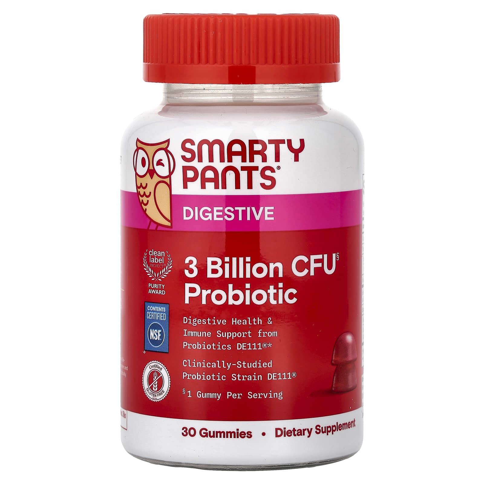 

SmartyPants, Digestive, Probiotic Gummies, Strawberry, 30 Gummies