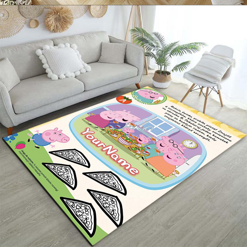 Peppa Pig Customize Text Area Rug Perfect for Decorate room Dining Room Hallway Living Rooms Anti-slip Rug Anime Office Decor Spiritual Gift